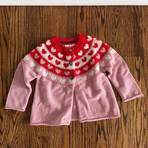 Baby Boden 9-12 months Valentines Heart Cardigan